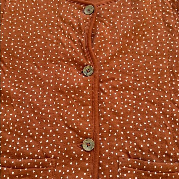 Cat & Jack Girls' Cinnamon White Polka Dot Button Front Cardigan Size L (10/12) - Picture 2 of 5